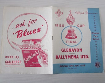 1959 Glenavon v Ballymena United Irish Cup Final Football Match Programme. Ideal Christmas Gift, Father's Day, Birthday Present
