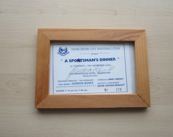 SIGNED/Framed 1990s Gordon Banks Stoke City England Footballer  "A Sportsman's Dinner".  Ideal Christmas Gift, Fathers Day, Birthday Present