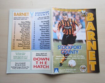1993-94 HAND SIGNED Barnet v Stockport Football Match Programme. Brochure, Souvenir. Ideal Christmas Gift, Fathers Day, Birthday Present