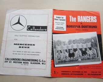 1966-67 Rangers v Borussia Dortmund ECWC 1ST LEG Football Match Programme. Ideal Christmas Gift, Fathers Day, Birthday Present