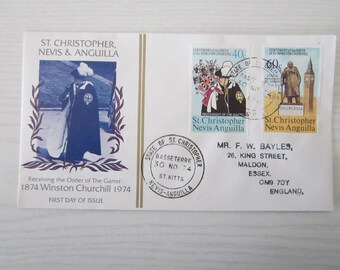 1874-1974 Original Winston Churchill First Day Of Issue Nevis Anguilla. 30/11/1974.