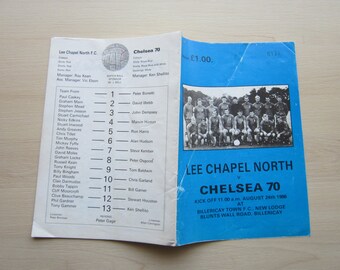 1986-87 Lee Chapel North Football Club v Chelsea 70, Friendly Match Programme. Ideal Christmas Gift, Fathers Day, Birthday Present