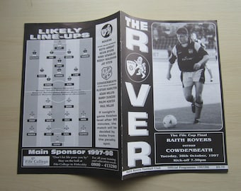 1997 Raith Rovers v Cowdenbeath, The Fife Cup Final Football Match Programme. Ideal Christmas Gift, Fathers Day Birthday Present For Him