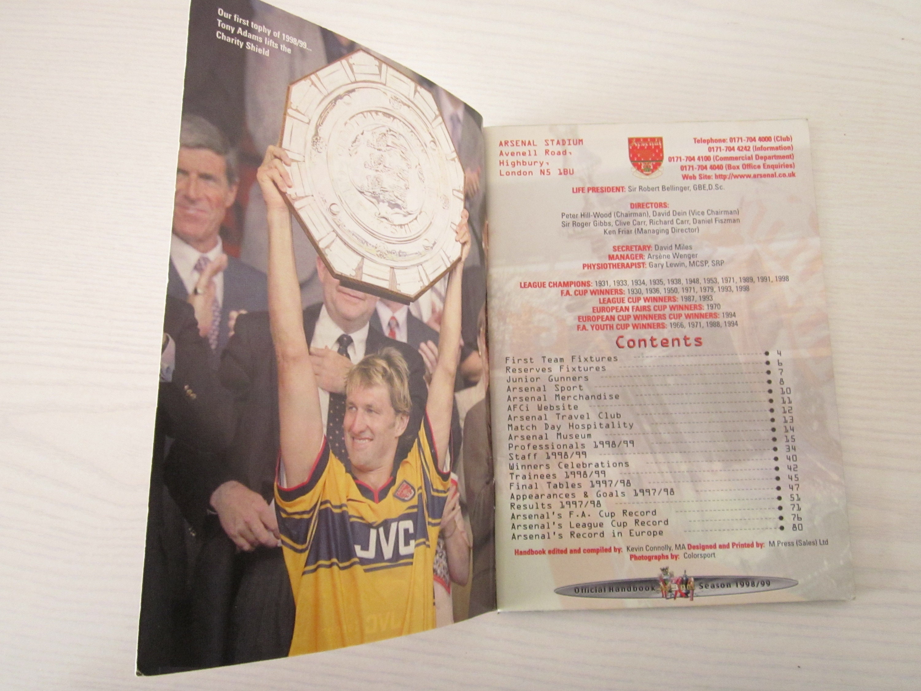 1998-99 Original Arsenal Football Club Handbook, Yearbook