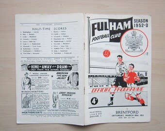 1952-53 Fulham v Brentford, Football League Division Two Football Match Programme.