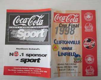 1998 Cliftonville v Linfield v Coca Cola Cup Final Football Match Programme Ideal Christmas Gift, Fathers Day, Birthday Present