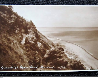Original Old Real Photo (RP) Postcard, Unused/unposted "774" Salmon Series, "Greenaleigh Upper Road, Minehead" Somerset, England UK
