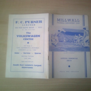 1962-63 Original Millwall Football Supporters&#39; Club Handbook, Yearbook, Souvenir. Ideal Christmas Gift, Fathers Day, Birthday Present