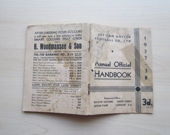 1937-38 West Ham United Football Club Annual, Handbook, Yearbook. Ideal Christmas Gift, Fathers Day, Birthday Present For Him