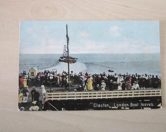 Postcard, Clacton, London Boat Leaves, United Kingdom, Genuine, Original.