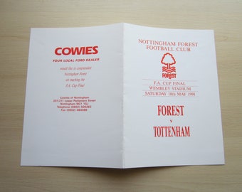 1991 Nottingham Forest F A Cup Final ~ Executive Travel  Itinerary And Menu Ideal Christmas Present, Father's Day, Birthday Present