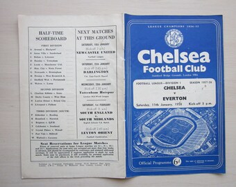 1957-58 Season Chelsea v Everton Football League Division One Match Programme. Ideal Christmas Gift, Fathers Day, Birthday Present For Him