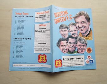 1991 Boston United v Grimsby Town, Lincolnshire Senior Cup Final Football Programme. Ideal Christmas Gift, Fathers Day, Birthday Present