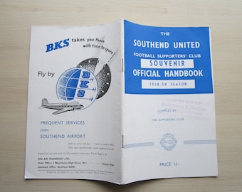 1958-59 Southend United Football Supporters Club Handbook, Yearbook, Souvenir. Ideal Christmas Gift, Fathers Day, Birthday Present