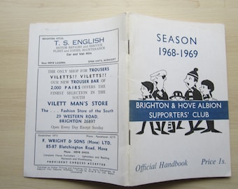 1968-69 Original Brighton & Hove Albion Football Supporters Club Handbook, Yearbook. Ideal Christmas Gift, Fathers Day, Birthday Present