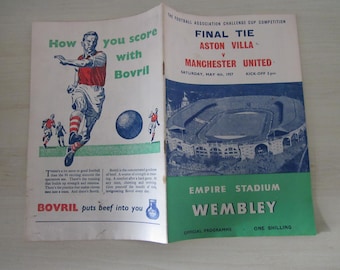 1957 Aston Villa FC v Manchester United FC F A Cup Final Football Programme.