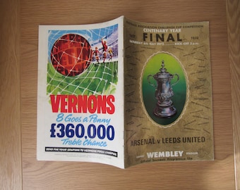 1972 Arsenal v Leeds United F A Cup Final Football Soccer Match Programme Ideal Christmas Gift, Fathers Day, Birthday Present For Him