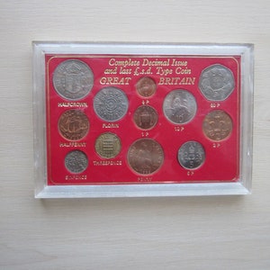 1960s Britain's Complete Decimal And Last Pre Decimal Issue 12 Coin Double Set In Case. Ideal Christmas, Birthday Gift For Loved One!