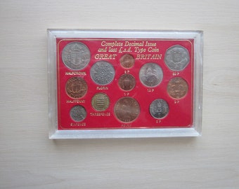 1960s Britain's Complete Decimal And Last Pre Decimal Issue 12 Coin Double Set In Case. Ideal Christmas, Birthday Gift For Loved One!