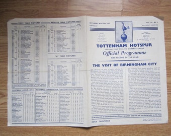 1959 THREE Tottenham Hotspur Football Club Match Programmes. Ideal Christmas Gift, Fathers Day, Birthday Present For Him