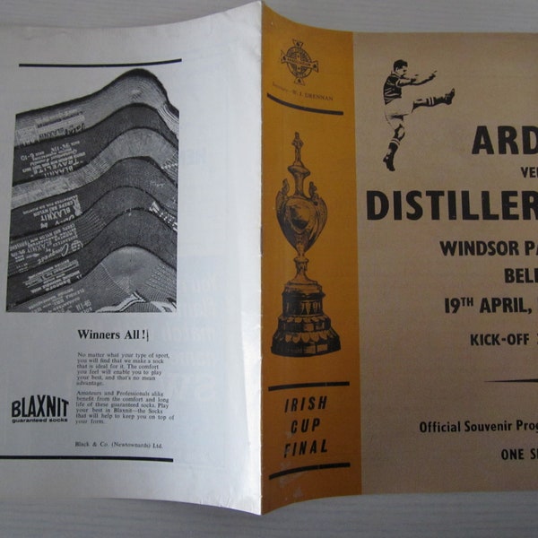 1969 Ards v Distillery Irish Cup Final Football Match Programme. Ideal Christmas Gift, Father's Day, Birthday Present For Him