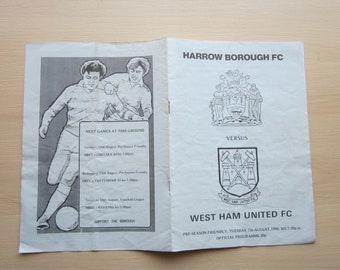 1990-91 Harrow Borough v West Ham United Pre-Season Friendly Match Programme. Ideal Christmas Gift, Fathers Day, Birthday Present
