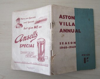 1948-49 Aston Villa Football Club Handbook, Yearbook, Annual, Souvenir. Ideal Christmas Gift, Fathers Day, Birthday Present For Him