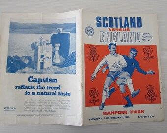 1968 Scotland v England Football International Match Programme. Ideal Christmas Gift, Father's Day Birthday Present For Him