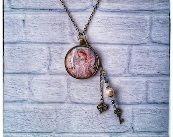 Beautiful Victorian Little Girl Angel Necklace with Charms