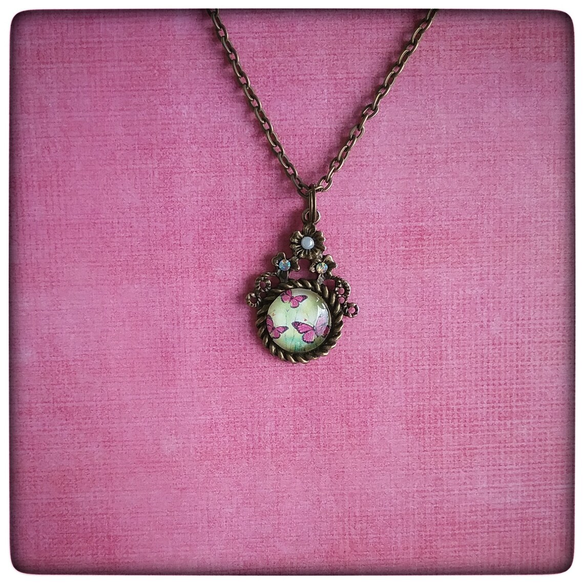 Glass Butterfly Necklace Great Size for Adult or Little Girl Etsy