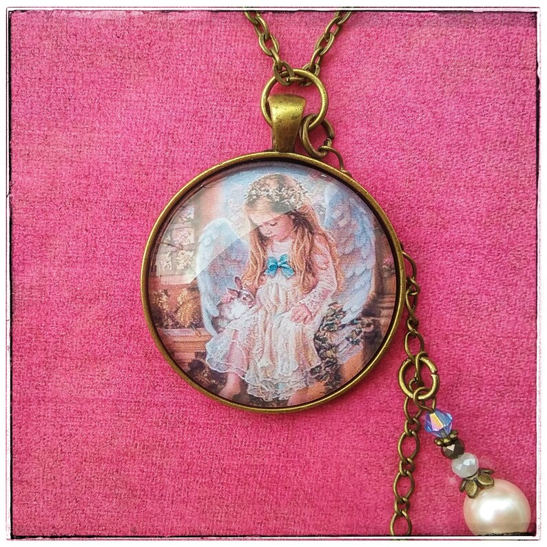 Beautiful Victorian Little Girl Angel Necklace With Charms Etsy
