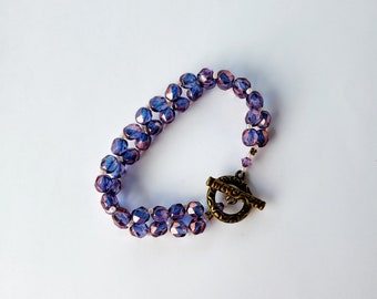 Sparkling Purple Tone Czech Glass Bracelet, Ready to Ship ~ Very Pretty!