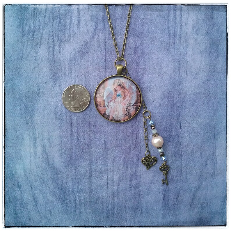 Beautiful Victorian Little Girl Angel Necklace With Charms Etsy