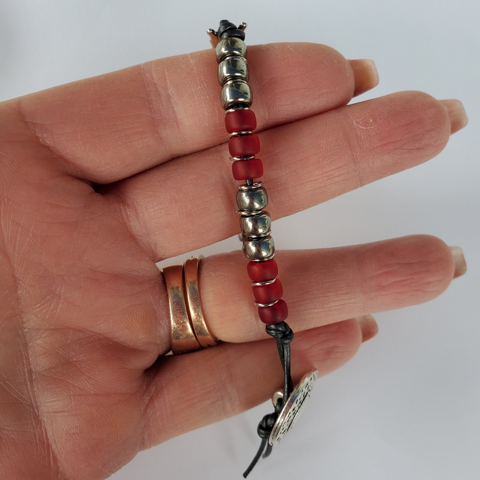 Beaded Double Heart With Arrow Leather Bracelet Fits up to Etsy