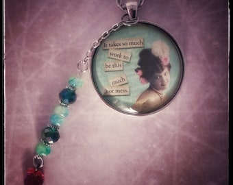 Sassy Vintage Gift For Her Glass Necklace Funny Gift Sarcastic