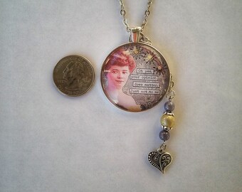 Sassy Glass Pendant Necklace ~  Vintage Type Jewelry