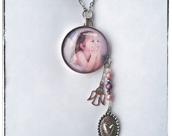 Beautiful Little Girl Angel Necklace with Heart Charm