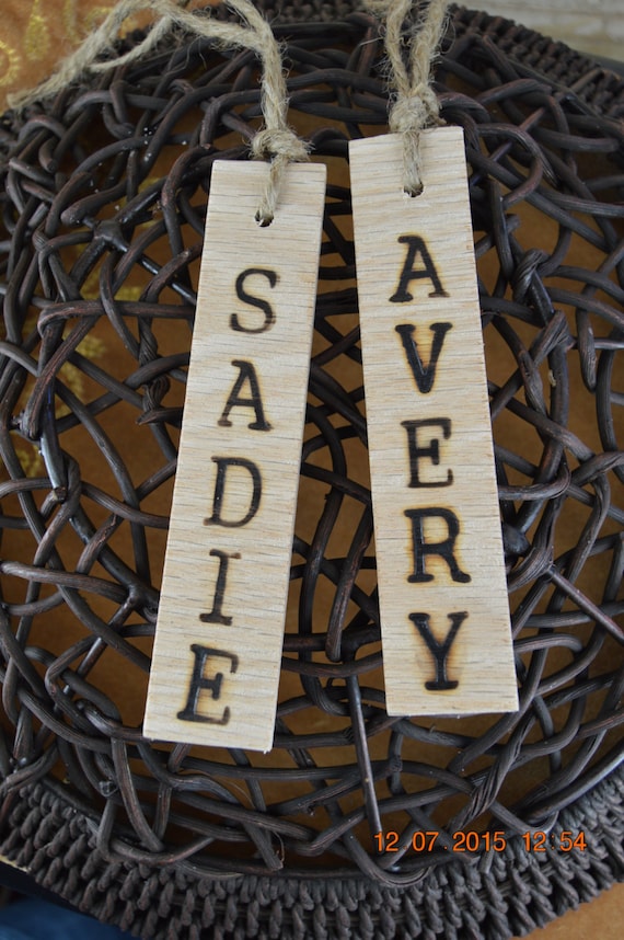 Items similar to Personalized wood OAK name tags on Etsy