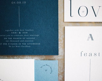 Cool Blues Wedding Stationery Suite (sample pack)