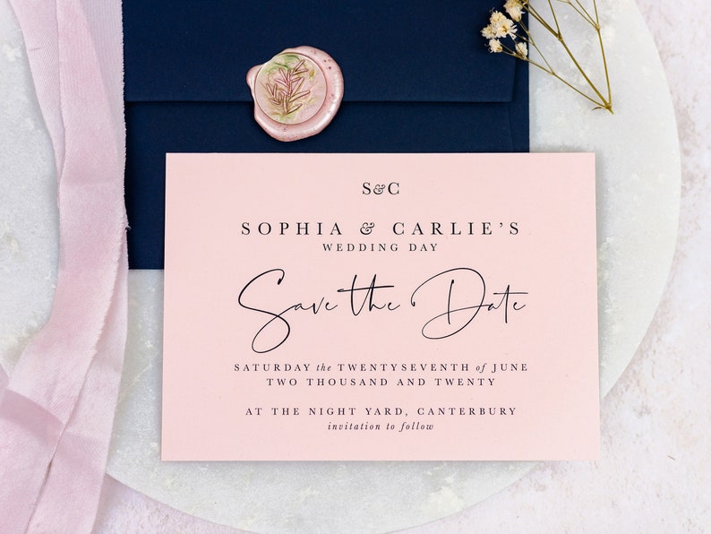Blush and Navy Wedding Stationery Suite sample pack image 3