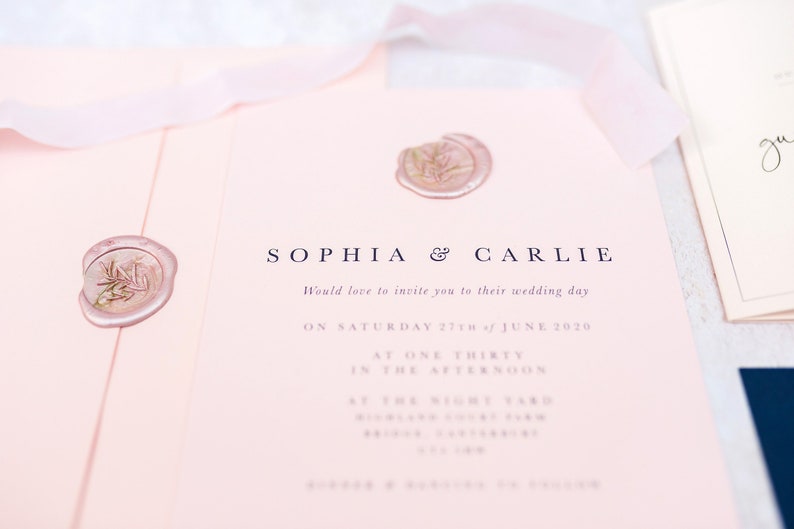 Blush and Navy Wedding Stationery Suite sample pack image 2
