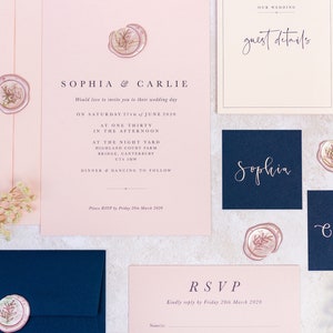 Blush and Navy Wedding Stationery Suite sample pack image 8