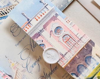 Estoi Palace, Algarve Watercolour Venue Wedding Stationery (Sample pack)