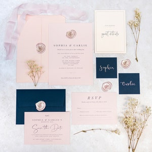 Blush and Navy Wedding Stationery Suite sample pack image 9