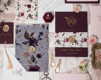 Burgundy Luxe Love Wedding Stationery Sample Pack