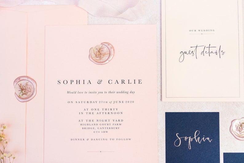 Blush and Navy Wedding Stationery Suite sample pack image 5