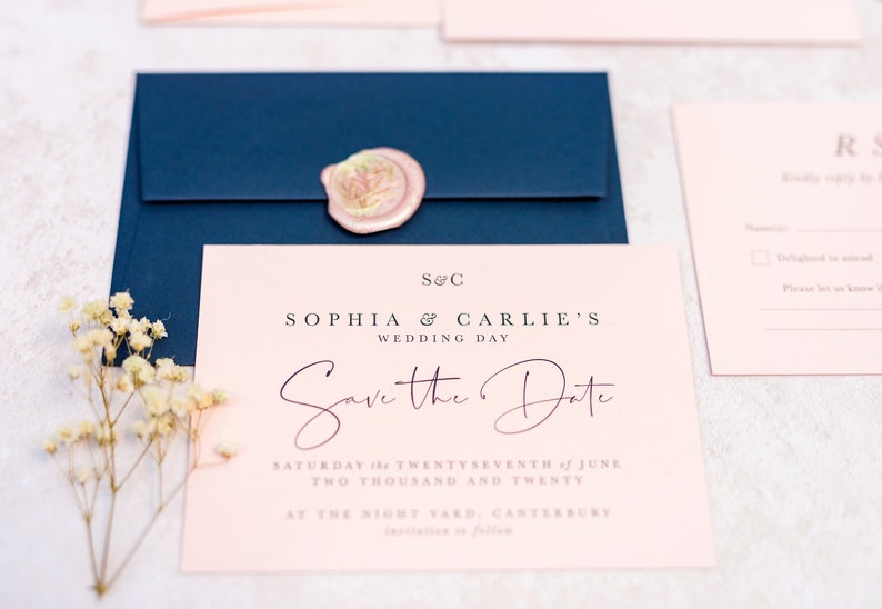 Blush and Navy Wedding Stationery Suite sample pack image 6