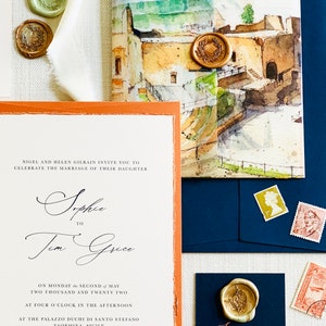 Sicilian Watercolour Venue Wedding Stationery Suite sample pack image 4