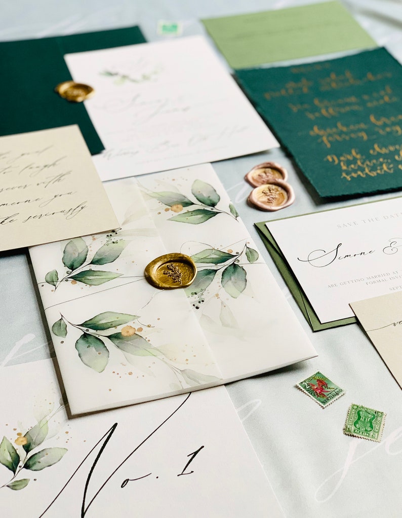 Botanical Enchanted Wedding Stationery Suite sample pack image 2