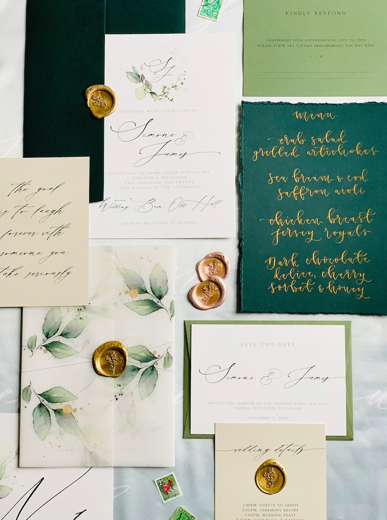 Botanical Enchanted Wedding Stationery Suite sample pack image 1